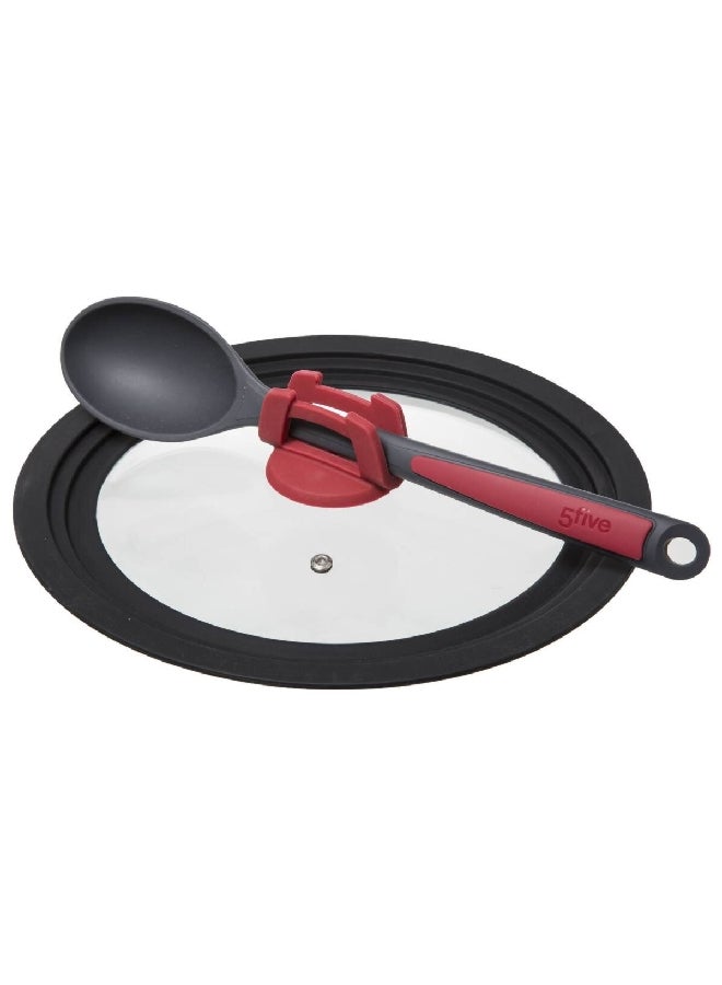 حامل ماكينة تحضير غطاء زجاجي لأوعية الطبخ بتصميم مستدير وباللونين الشفاف والاسود بحجم 22/24/26 سم 151488 - Image 3